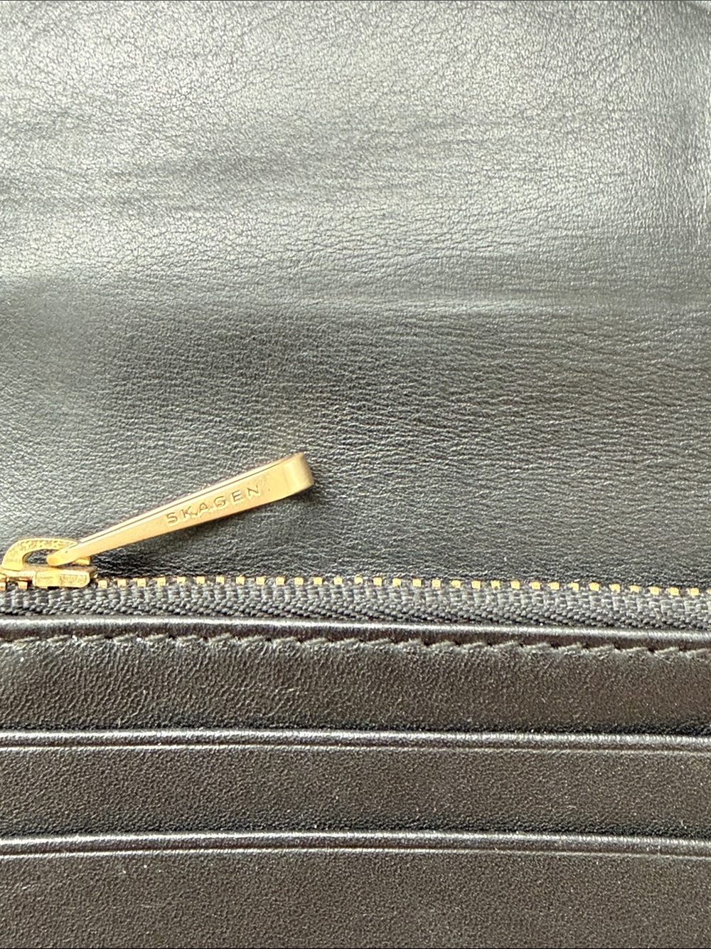 Skagen Black Cow Hide Leather Continental Card Holder Wallet - Picture 4 of 9